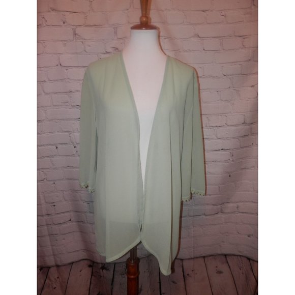 Umgee Light Green Jacket Small Open Front Sheer - Picture 1 of 5